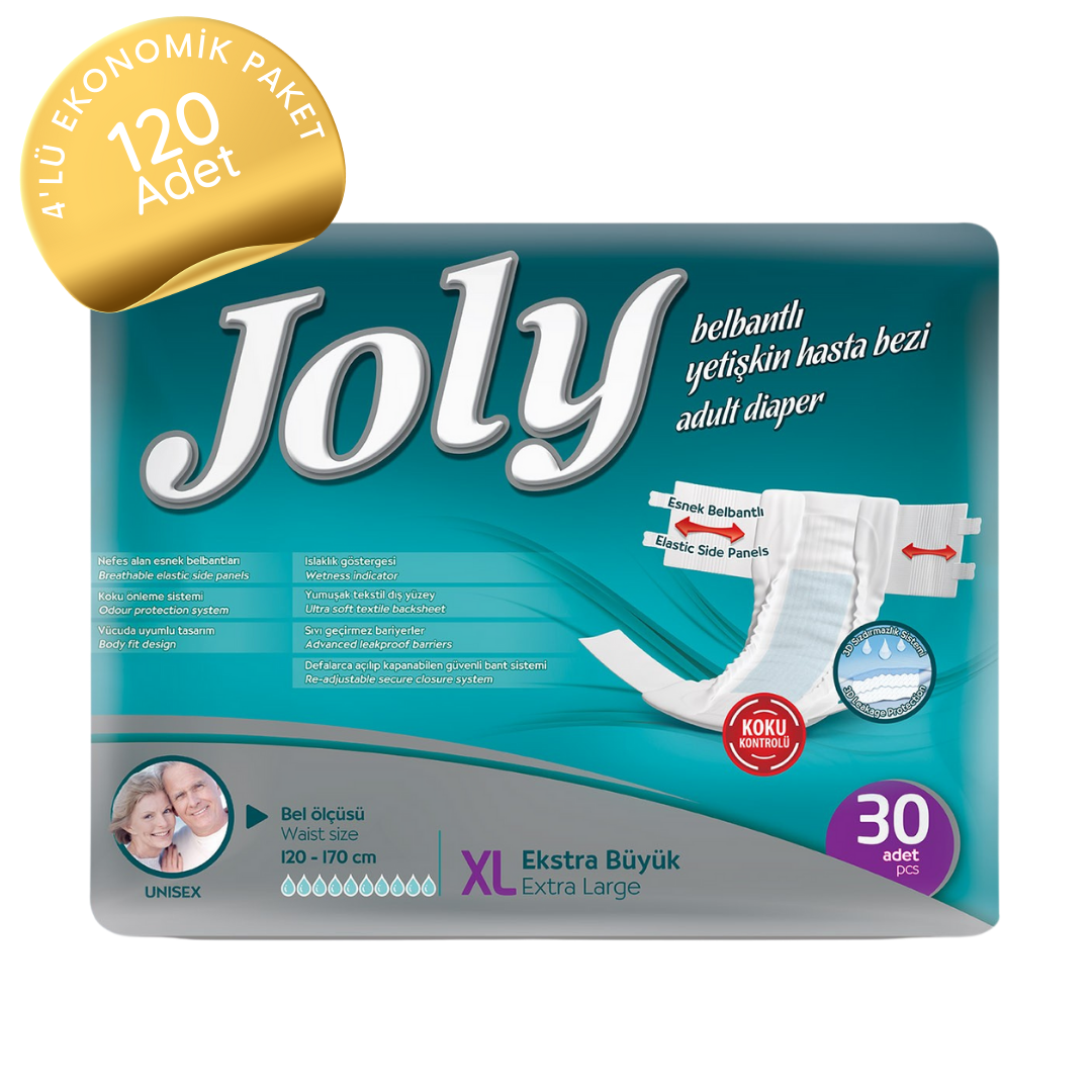 Joly Esnek Belbantlı Yetişkin Hasta Bezi Extra Büyük (XL) 120 Adet