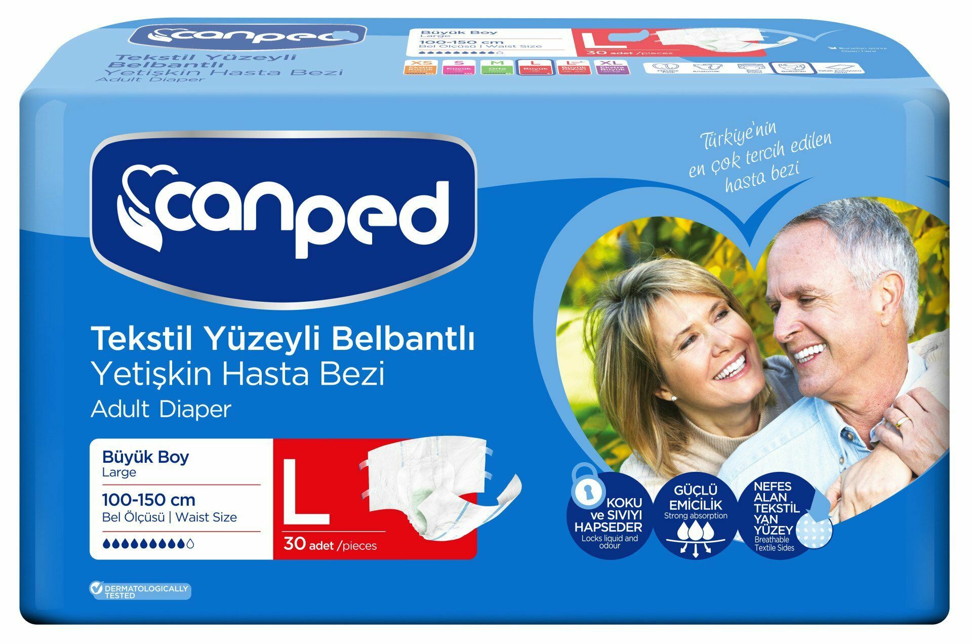 Canped Belbantlı Hasta Bezi Büyük (L) 60 Adet