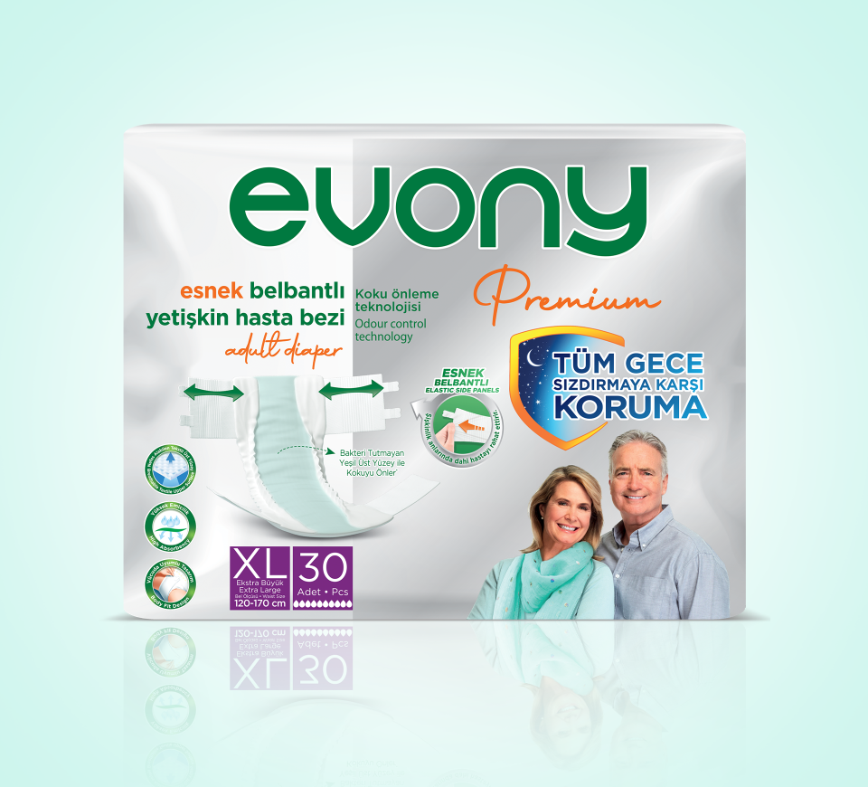 Evony Premium Esnek Belbantlı Yetişkin Hasta Bezi Extra Büyük (XL) 60 Adet