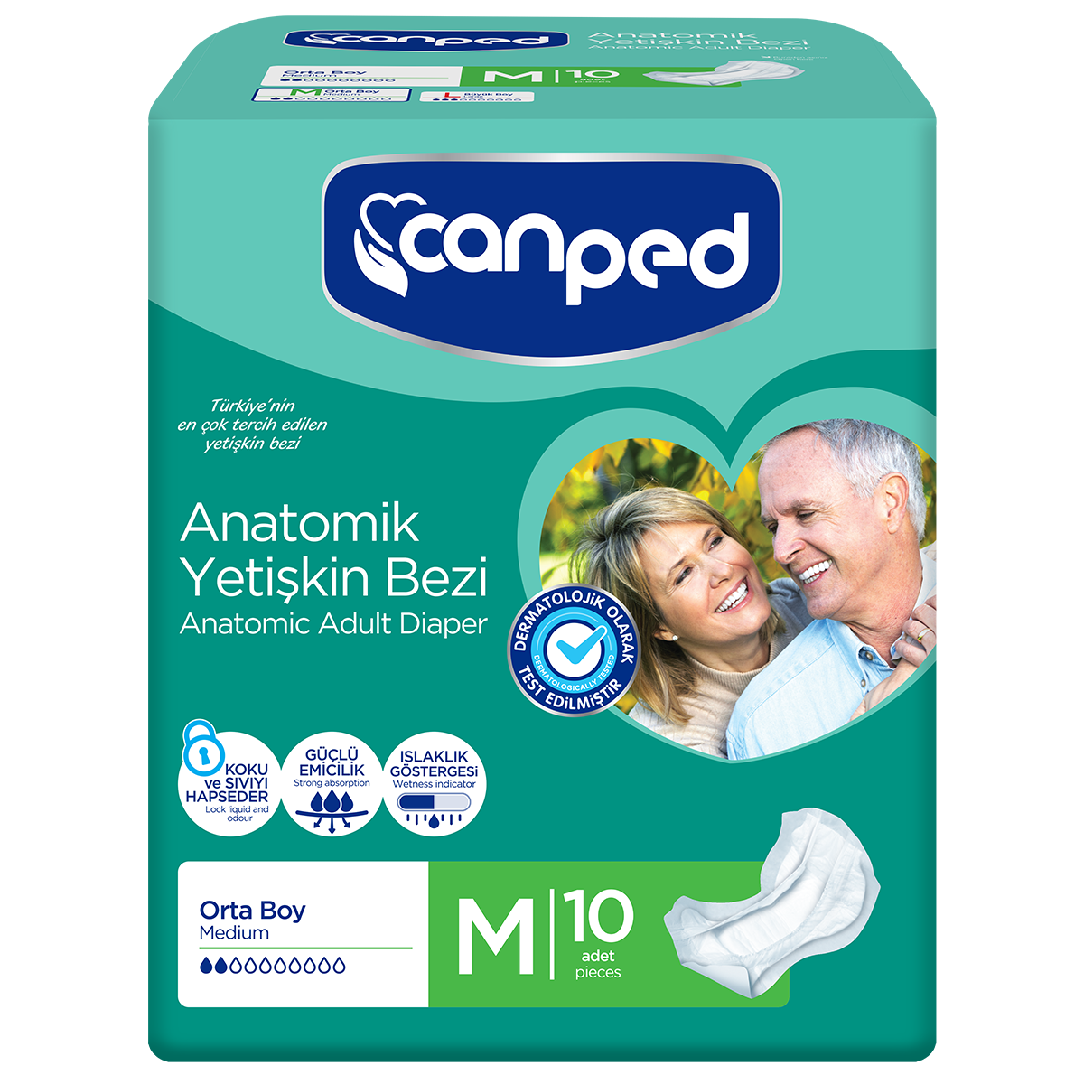 Canped Anatomik Yetişkin Hasta Bezi Orta (M) 1 Paket - 10 Adet