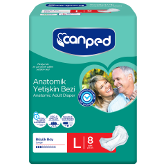 Canped Anatomik Yetişkin Hasta Bezi Büyük (L) 1 Paket (8 Adet)