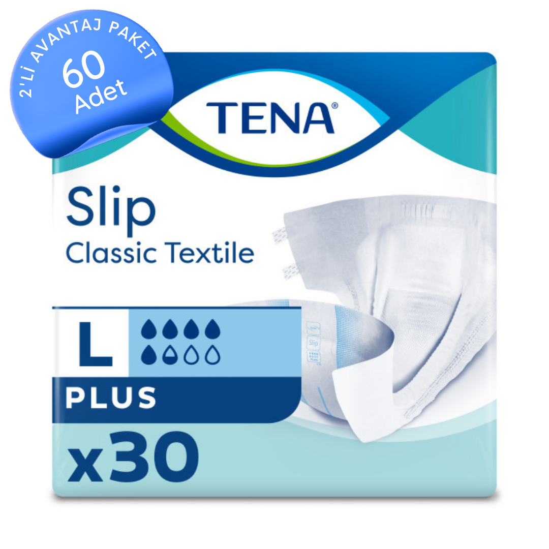 TENA Slip Classic Textile Belbantlı 5.5 Damla Hasta Bezi Büyük (L) 60 Adet