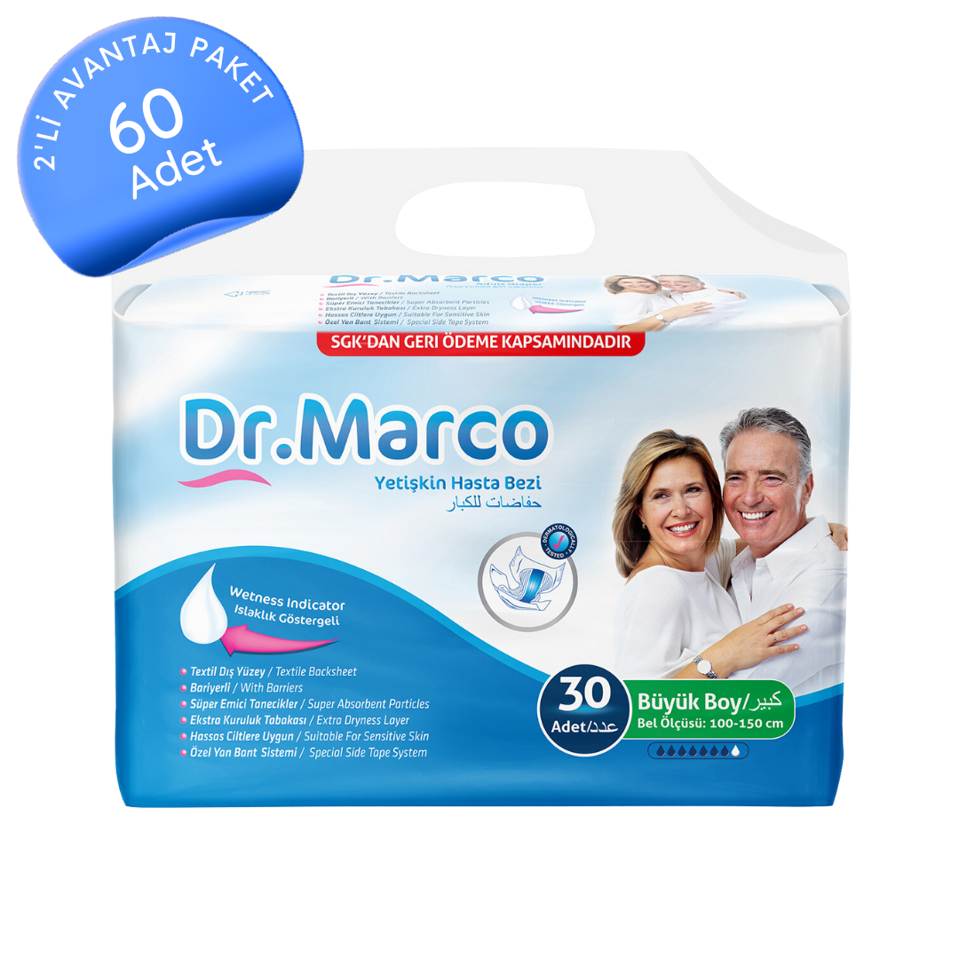 Dr. Marco Belbantlı Yetişkin Hasta Bezi Büyük (L) 60 Adet