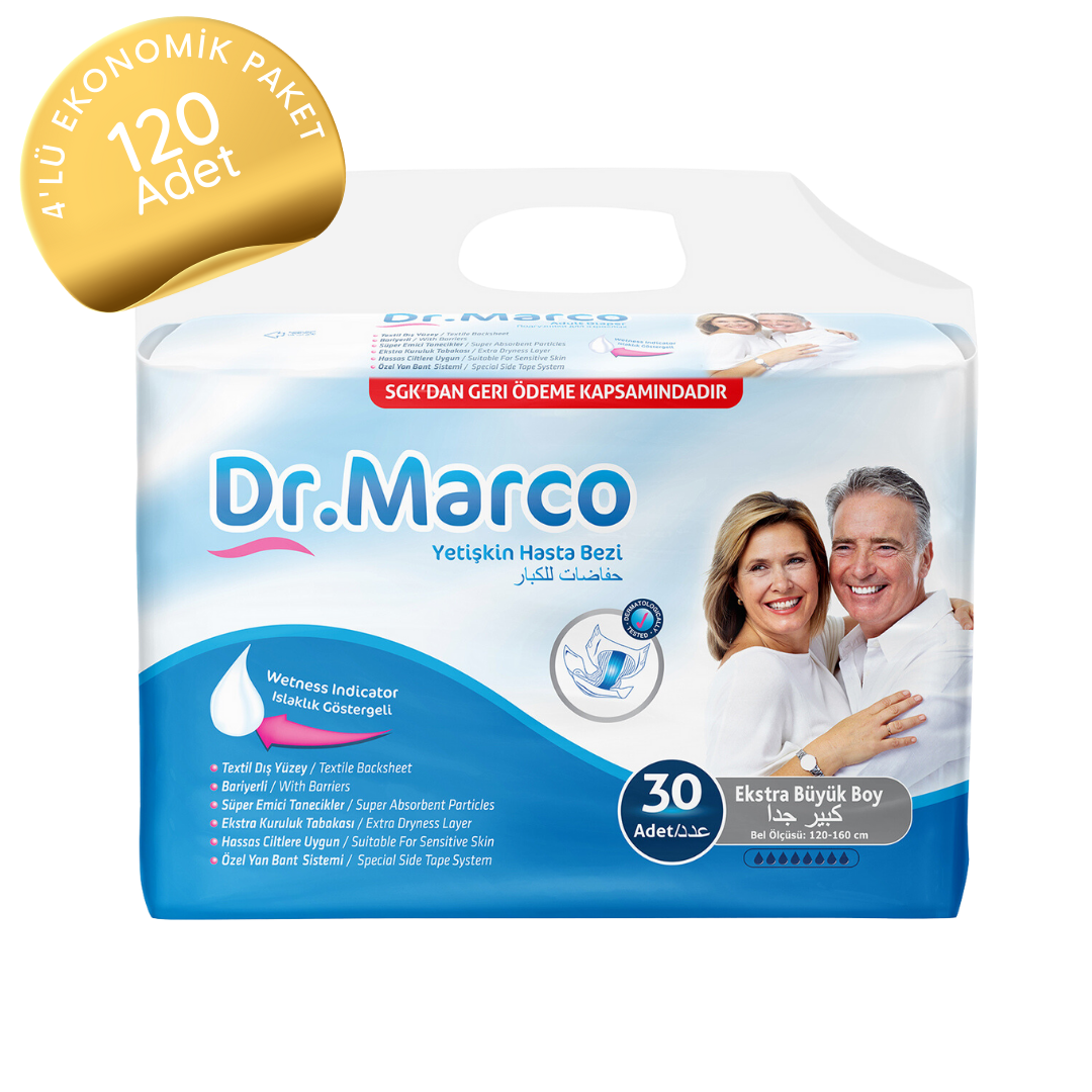 Dr. Marco Belbantlı Yetişkin Hasta Bezi Extra Büyük (XL) 120 Adet