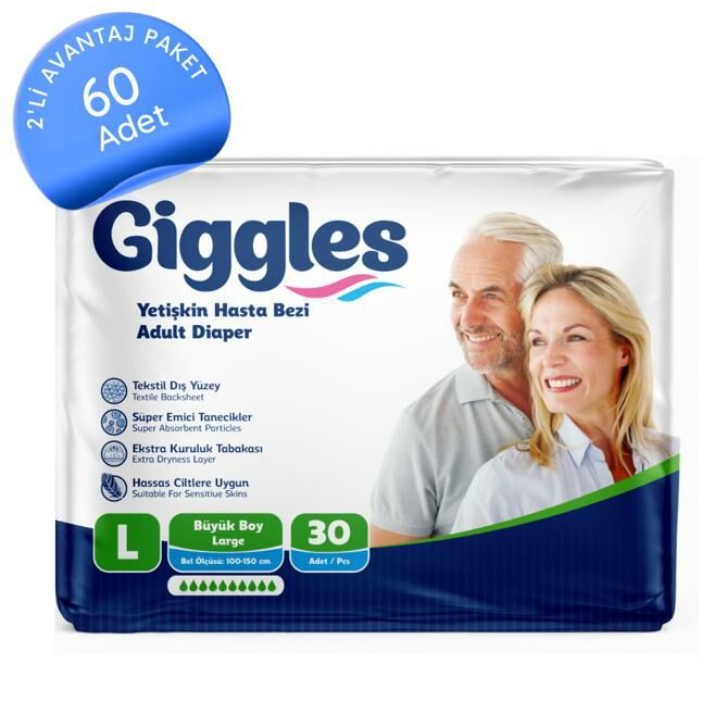 Giggles Belbantlı Yetişkin Hasta Bezi Büyük (L) 60 Adet