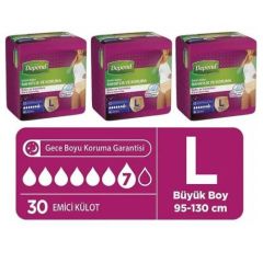 Depend Kadın Emici Külot Hasta Bezi Büyük Boy(L)  30'lu 120 Adet