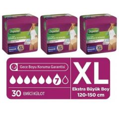 Depend Kadın Emici Külot Hasta Bezi Ekstra Büyük (XL) 30'lu 120 Adet