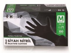 Has-Pet Siyah Nitril Eldiven (M) 100lü 6 Kutu