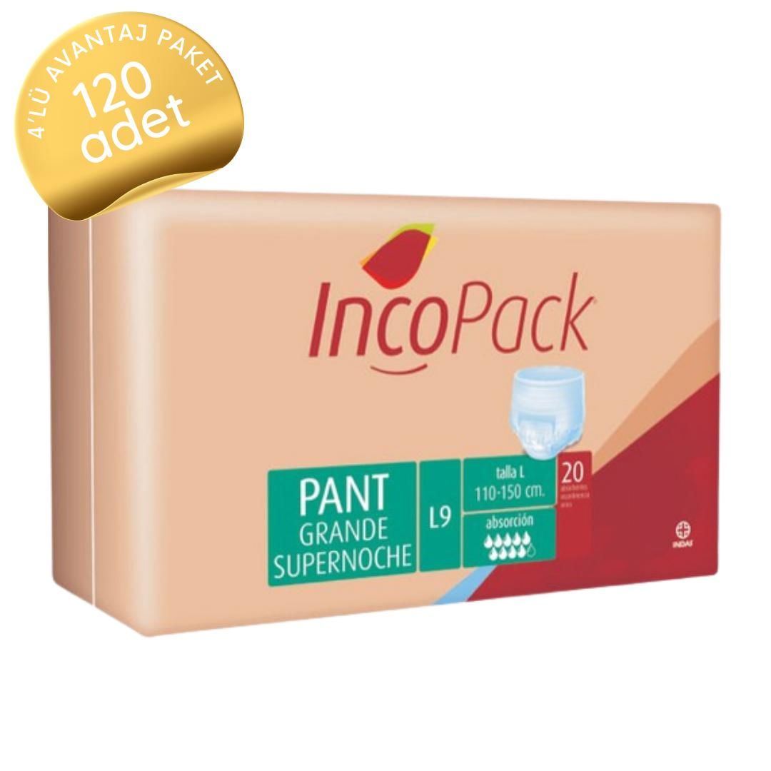İncopack 9 Damla Emici Külot Hasta Bezi Büyük Boy(L) 80 Adet