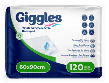 Giggles Yatak Koruyucu Örtü 60x90 cm 30'lu 4 Paket (120 Adet)