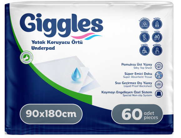 Giggles Yatak Koruyucu Örtü 90x180 cm 30'lu 2 Paket (60 Adet)