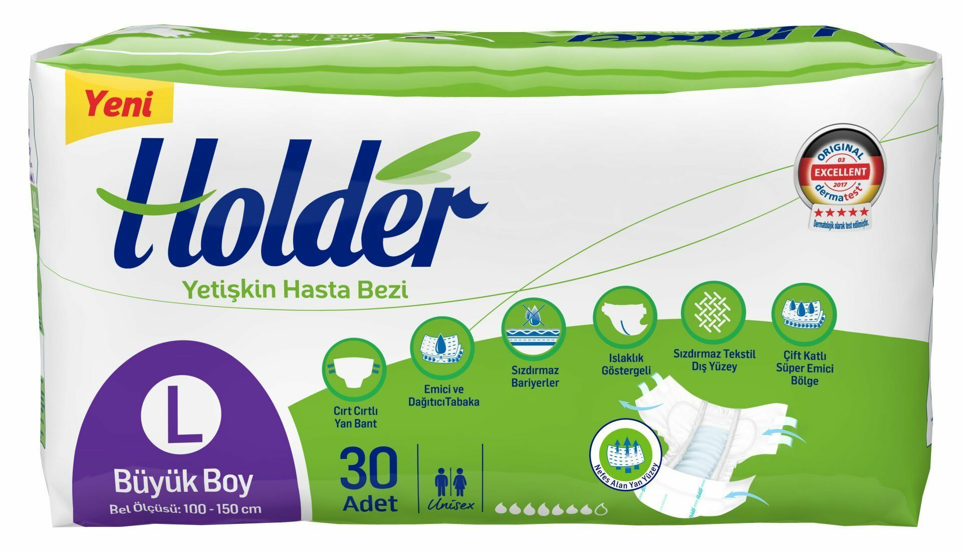 Holder Belbantlı Yetişkin Hasta Bezi Büyük (L) 60 Adet