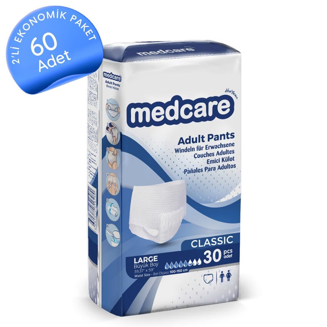 Medcare Emici Külot Hasta Bezi Büyük Boy(L) 30'lu 60 Adet