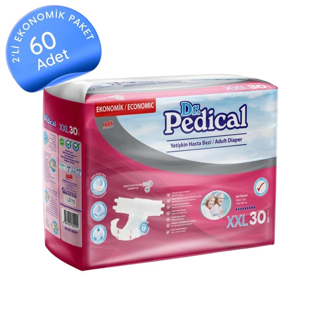 Dr. Pedical Eco Belbantlı Hasta Bezi 2 Extra Büyük (2XL) 60 Adet