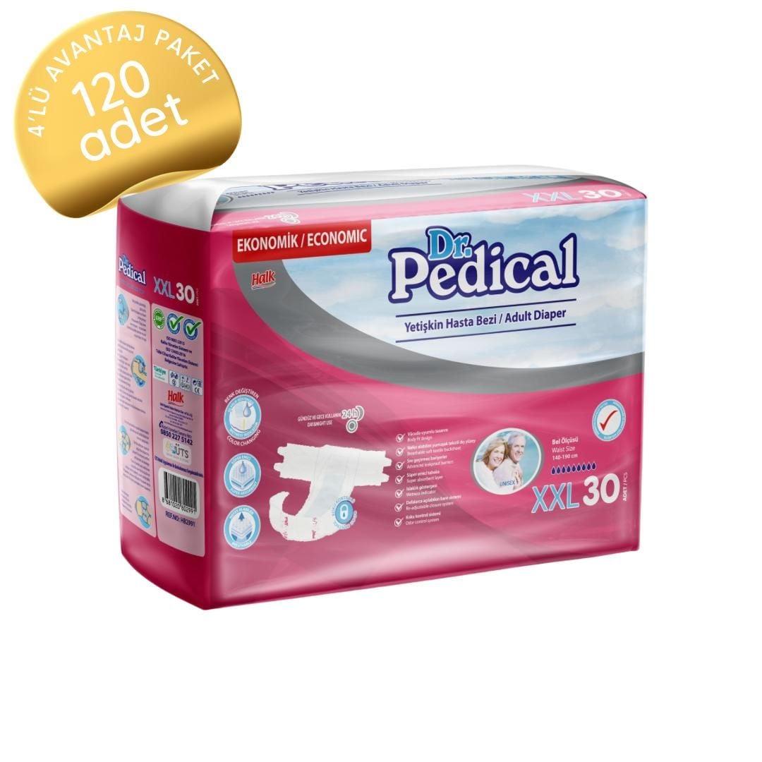 Dr. Pedical Eco Belbantlı Hasta Bezi 2 Extra Büyük (2XL) 120 Adet