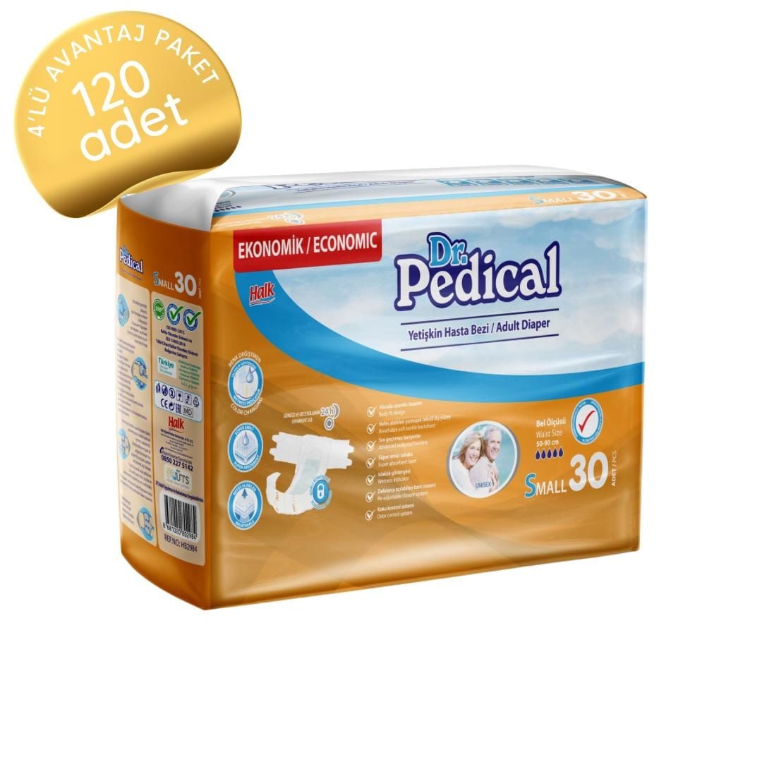 Dr.Pedical Belbantlı Small Küçük Beden 120 Adet Hasta Bezi