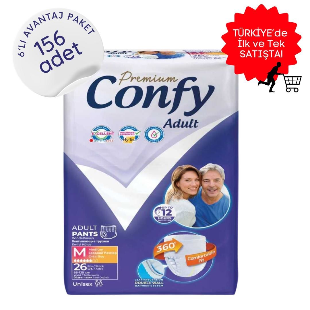 Confy Emici Külot Hasta Bezi Orta(M) 26'lı 6 Paket