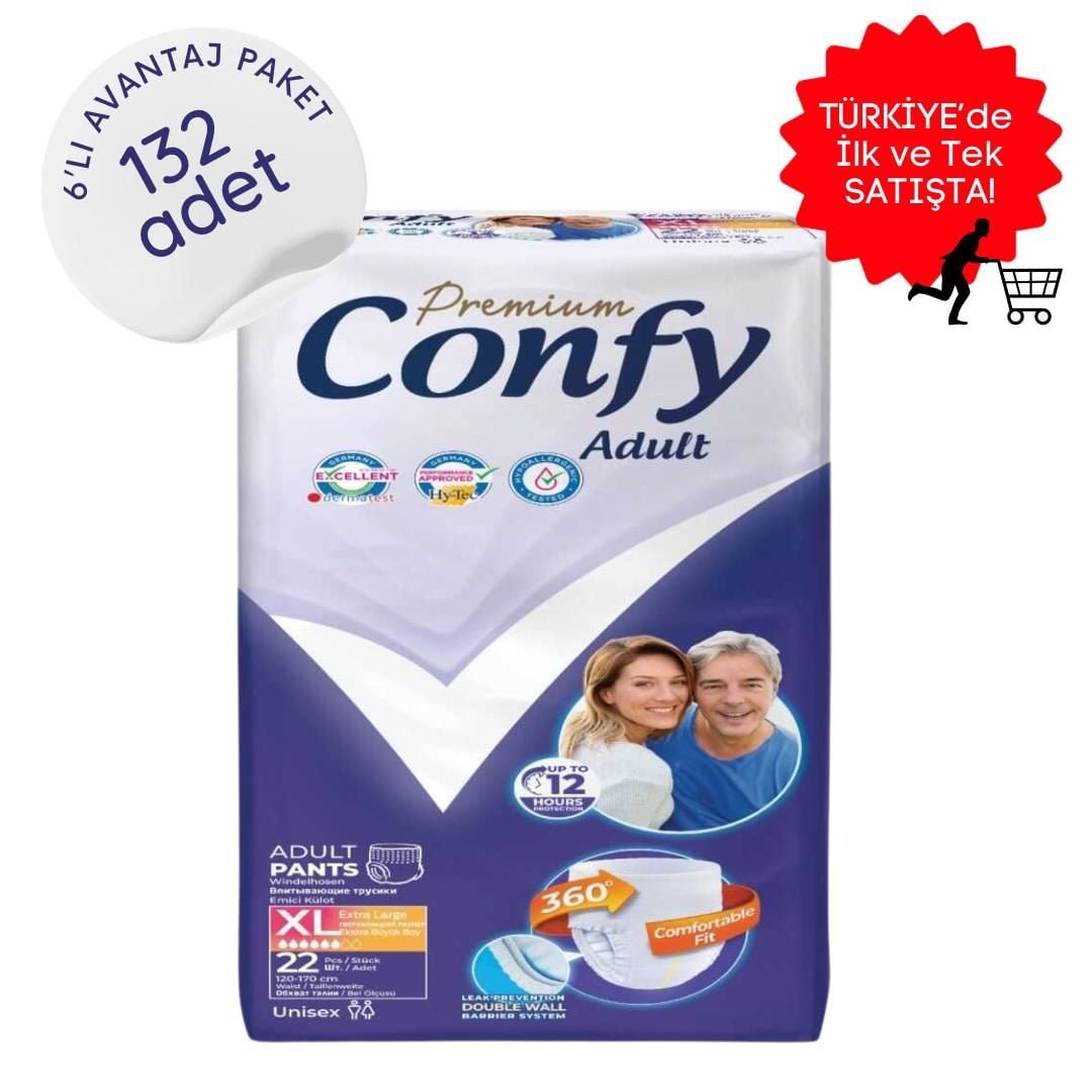 Confy Emici Külot Hasta Bezi Extra Büyük(XL) 22'li 6 Paket