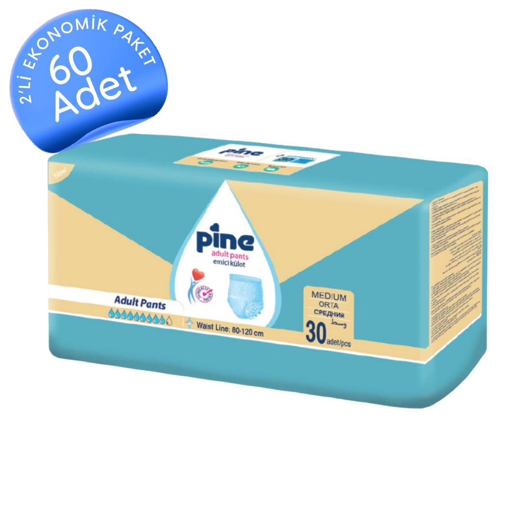 Pine Emici Külot Hasta Bezi Orta Boy(M) 30'lu 60 Adet