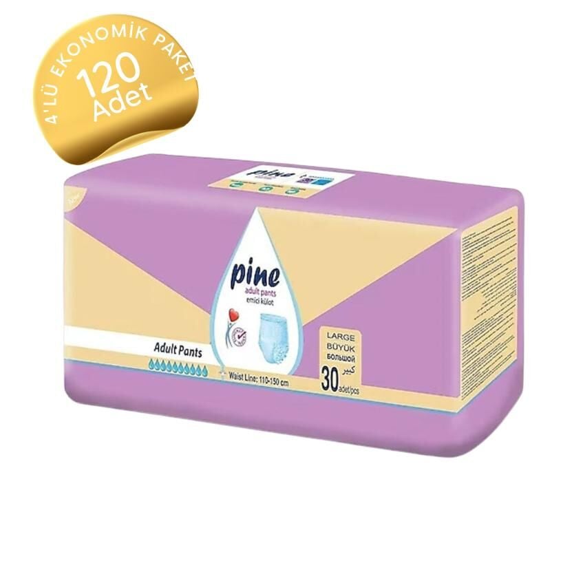 Pine Emici Külot Hasta Bezi Büyük Boy(L) 30'lu 120 Adet