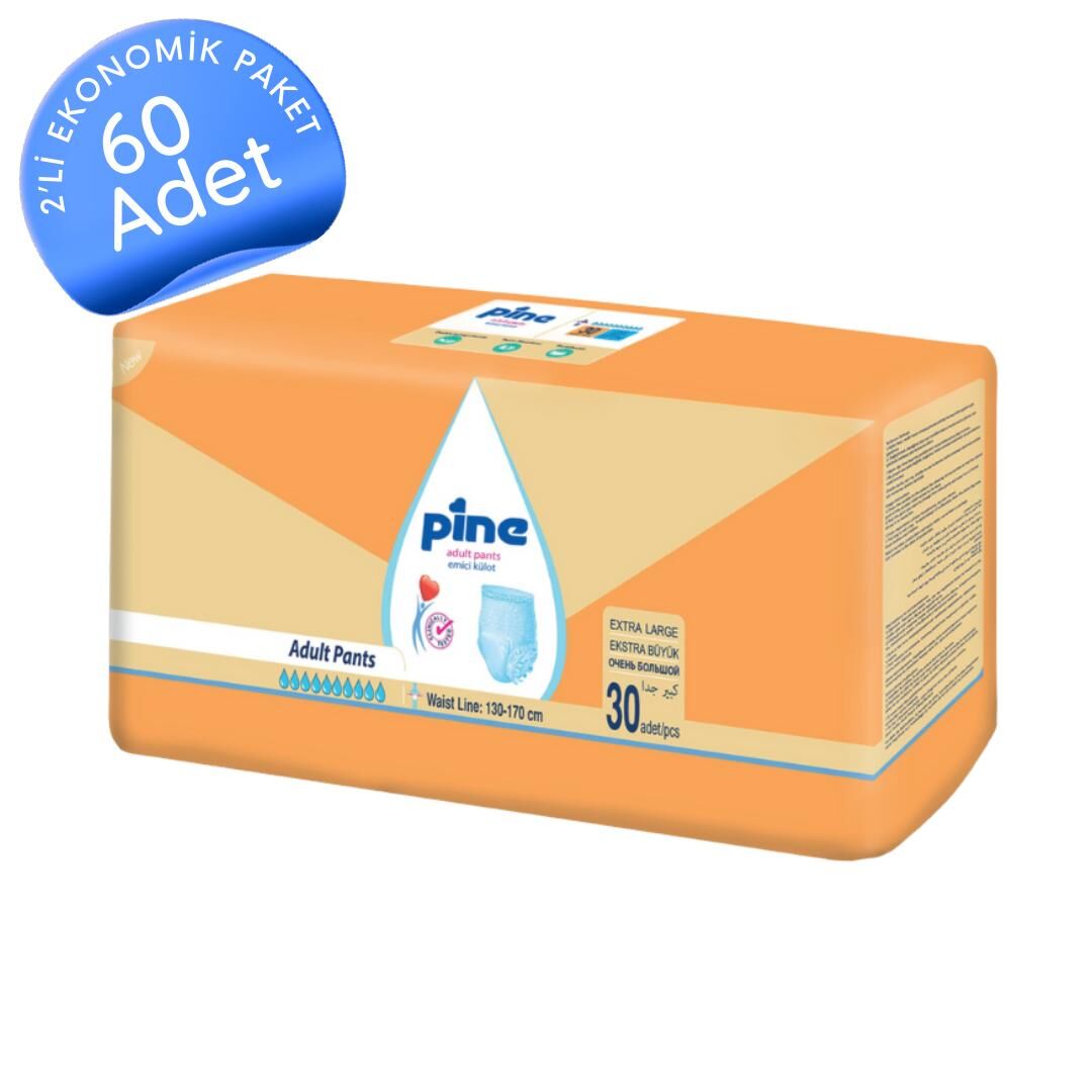 Pine Emici Külot Hasta Bezi Extra Büyük Boy(XL) 30'lu 60 Adet