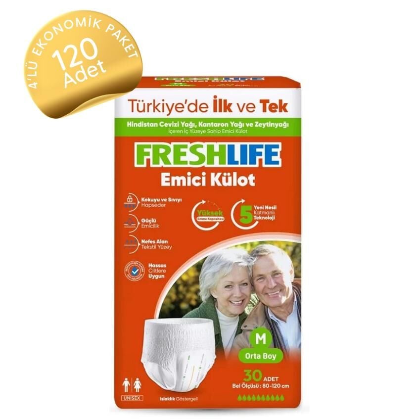 Freshlife Emici Külot Medium 4x30 Adet Hasta Bezi 120 Adet