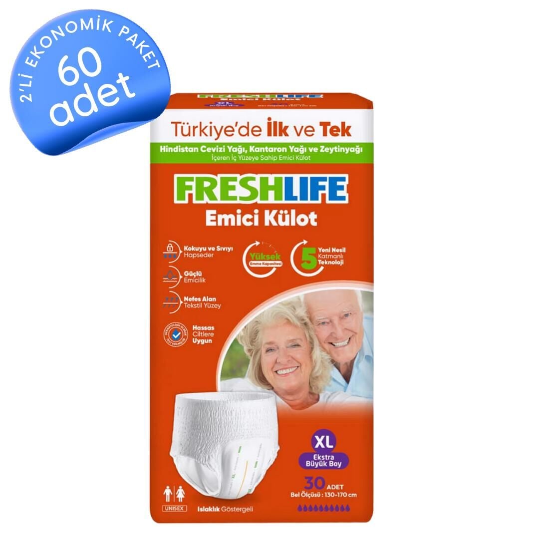 Freshlife Emici Külot XL 30x2 Adet Hasta Bezi 60 Adet