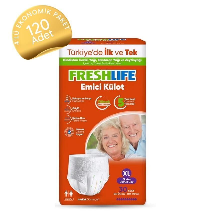 Freshlife Emici Külot XL 30x4 Adet Hasta Bezi 120 Adet