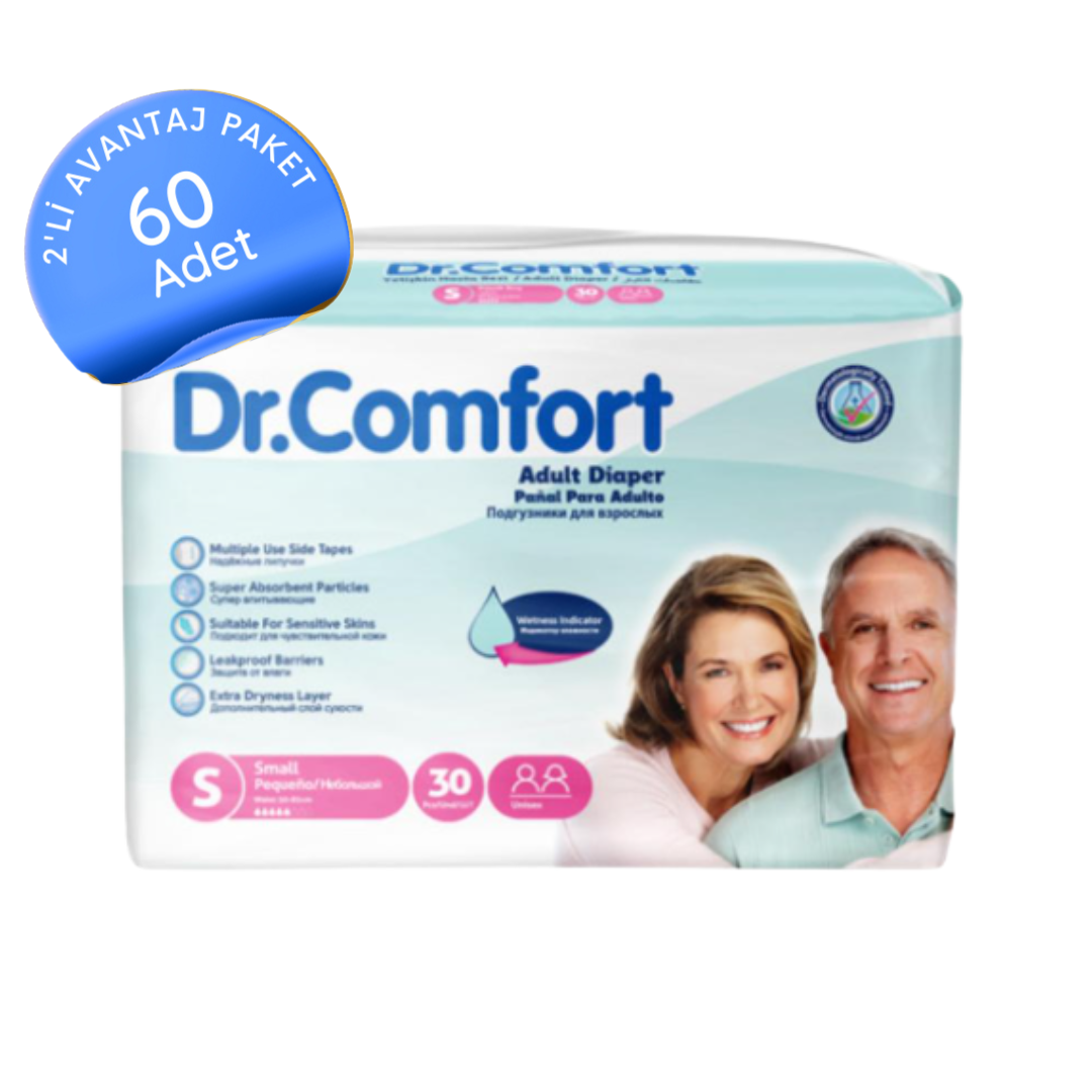 Dr. Comfort Belbantlı Yetişkin Hasta Bezi Küçük (S) 30'lu (60 Adet)