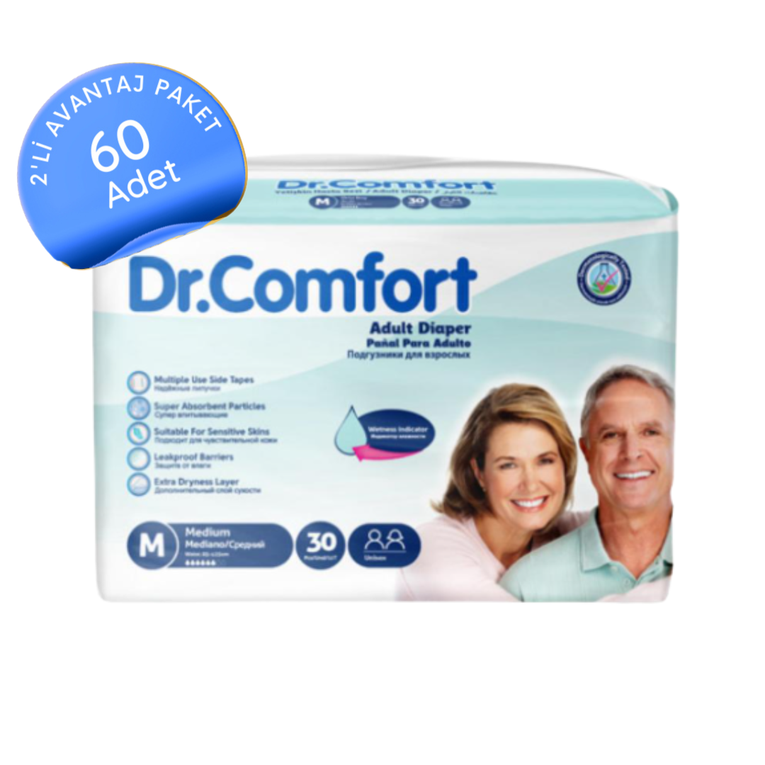 Dr. Comfort Belbantlı Yetişkin Hasta Bezi Orta (M) 30'lu (60 Adet)