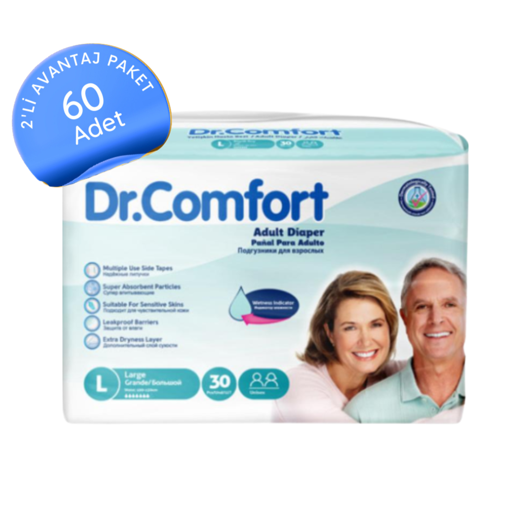 Dr. Comfort Belbantlı Yetişkin Hasta Bezi Büyük (L) 30'lu (60 Adet)