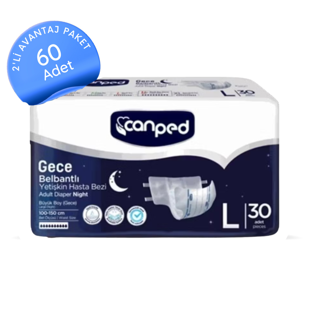 Canped Belbantlı Yetişkin Hasta Bezi Gece Large 30'lu (60 Adet)