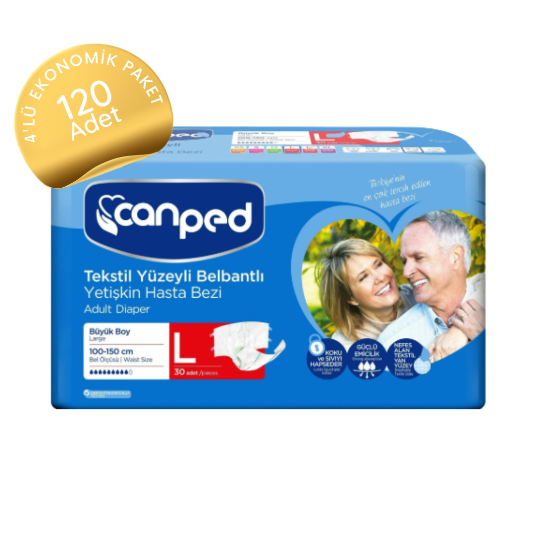 Canped Belbantlı Hasta Bezi Büyük (L) 120 Adet