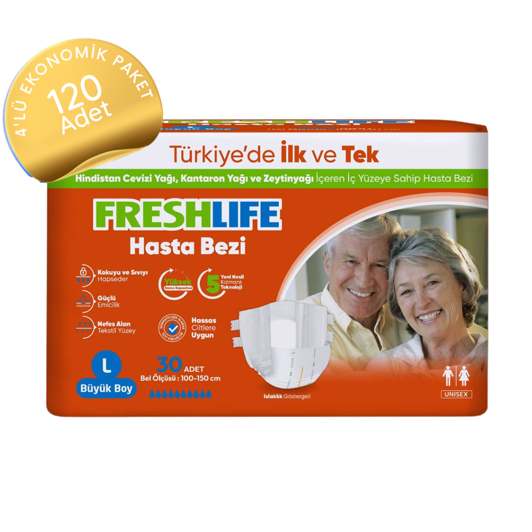 Freshlife Belbantlı Yetişkin Hasta Bezi Büyük (L) 30'lu 120 Adet